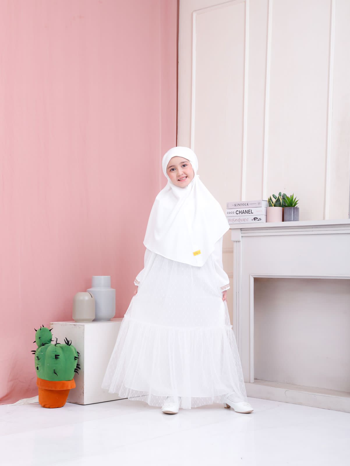 Gamis Anak Warna Putih Tule Bintang