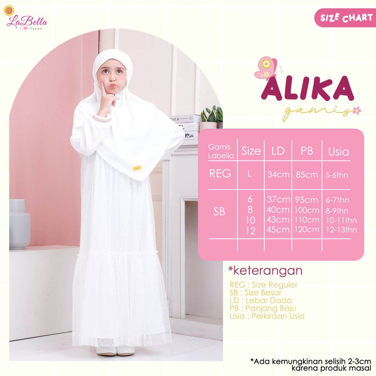 Gamis Anak Warna Putih Tule Bintang