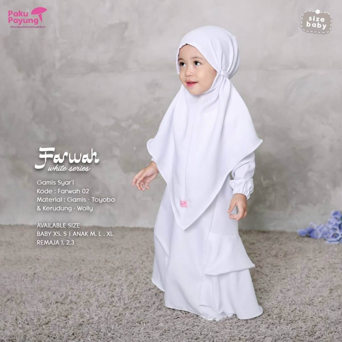 GAMIS PUTIH FARWAH SERIES (JILBAB WOLLY)