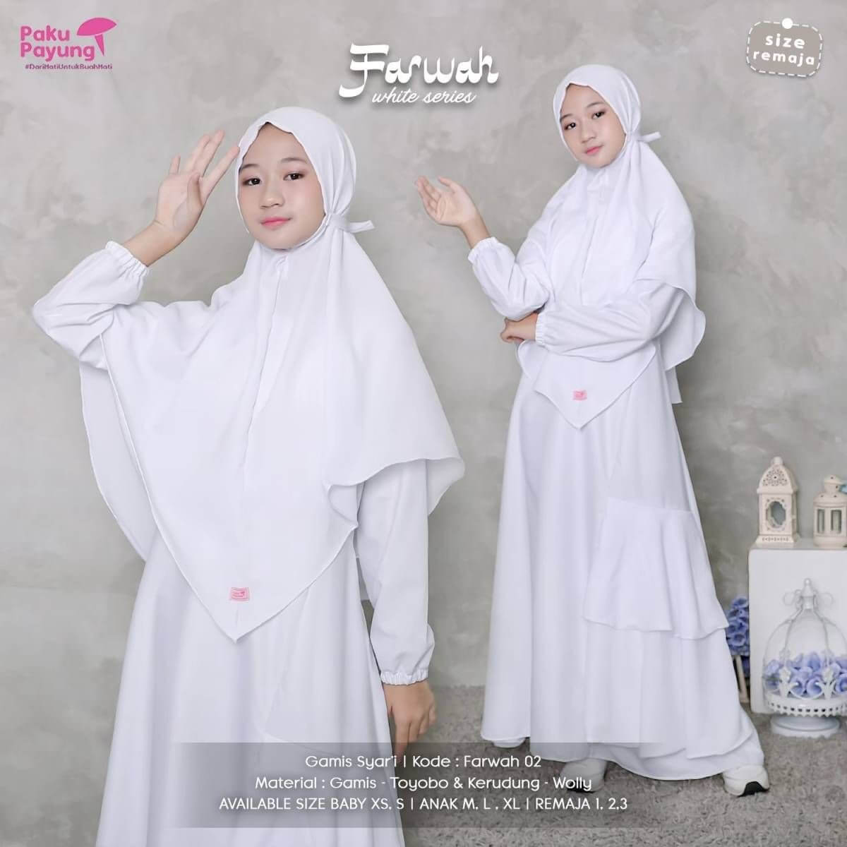 GAMIS PUTIH FARWAH SERIES (JILBAB WOLLY)